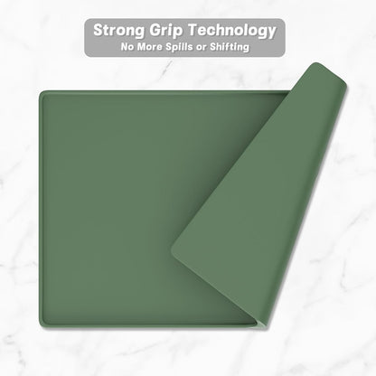 Rnivvi Silicone Coffee Mat, 16" x 24" Waterproof Raised Edge Coffee Bar Mats for Espresso Machine Station Accessories, Heat Resistant Detachable Dish Drying Pad for Kitchen Counter, Dish Rack, Green