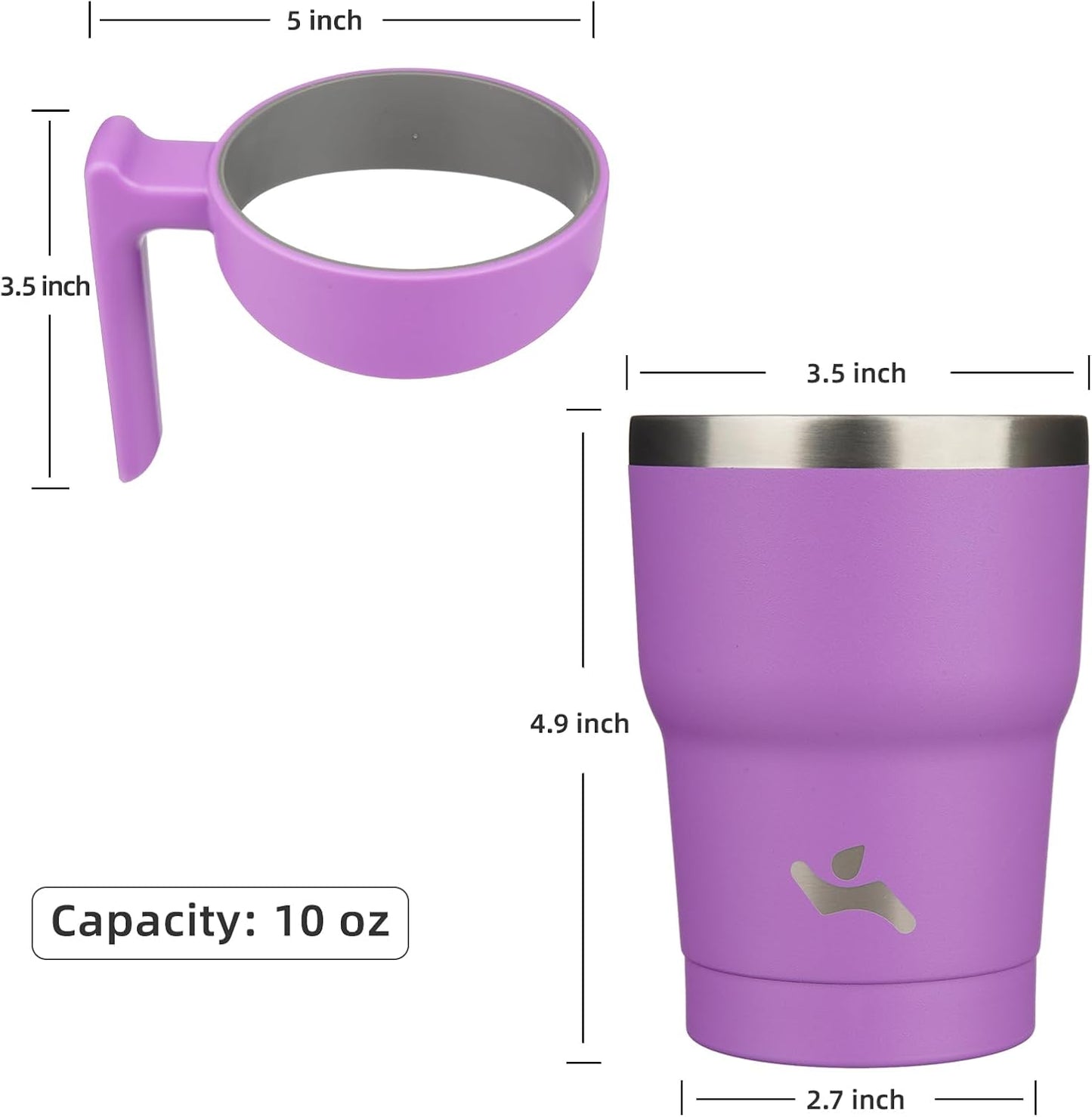 Konokyo 20 oz Tumbler with Handle and 2 Straw 2 Lid, Insulated Water Bottle Stainless Steel Vacuum Cup Reusable Travel Mug,Black