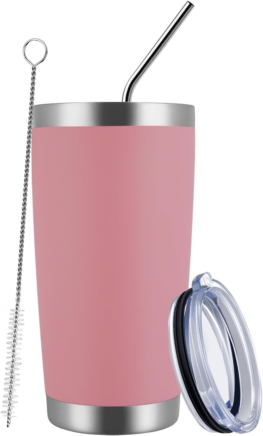 MEWAY 20oz Tumbler Cup Double Wall Vacuum Insulated Travel Mug Bulk, Stainless Steel Tumblers with Lid and Straw, Durable Powder Coated Coffee Cups for Cold & Hot Drinks (Navy, 1)