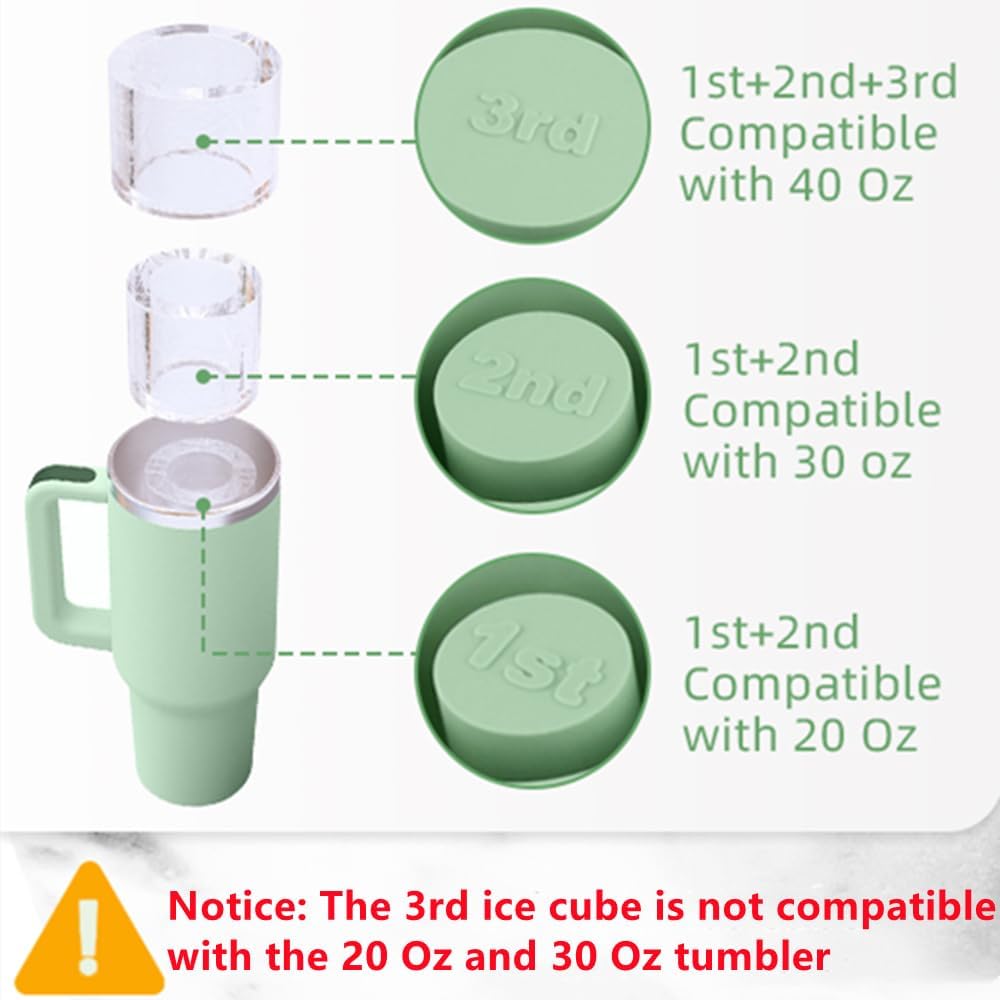 Fu Store Ice Cube Tray for Tumbler Cup 30-40 oz, 3pcs Silicone Ice Cube Molds With Lid and Bin for Chilling Cocktails Whiskey Drinks Juice Coffee Easy Fill and Release Ice Maker (Black, 40 oz)
