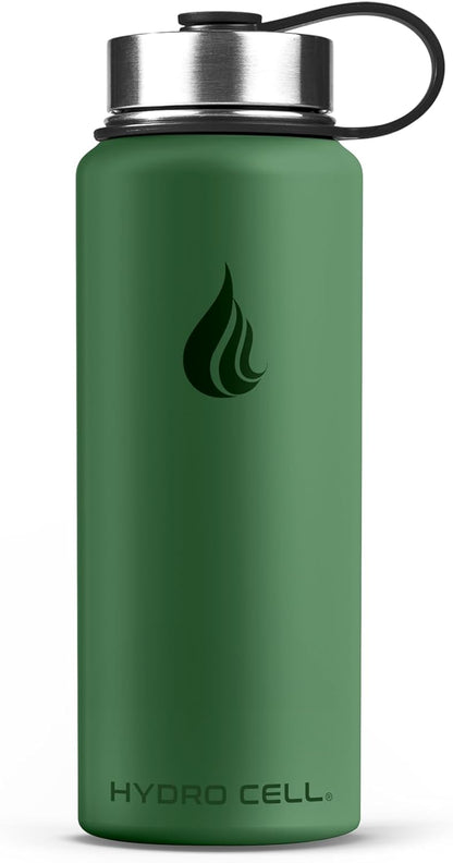HYDRO CELL Stainless Steel Insulated Water Bottle with Straw - For Cold & Hot Drinks - Metal Vacuum Flask with Screw Cap and Modern Leakproof Sport Thermos for Adults (Neon 18oz)