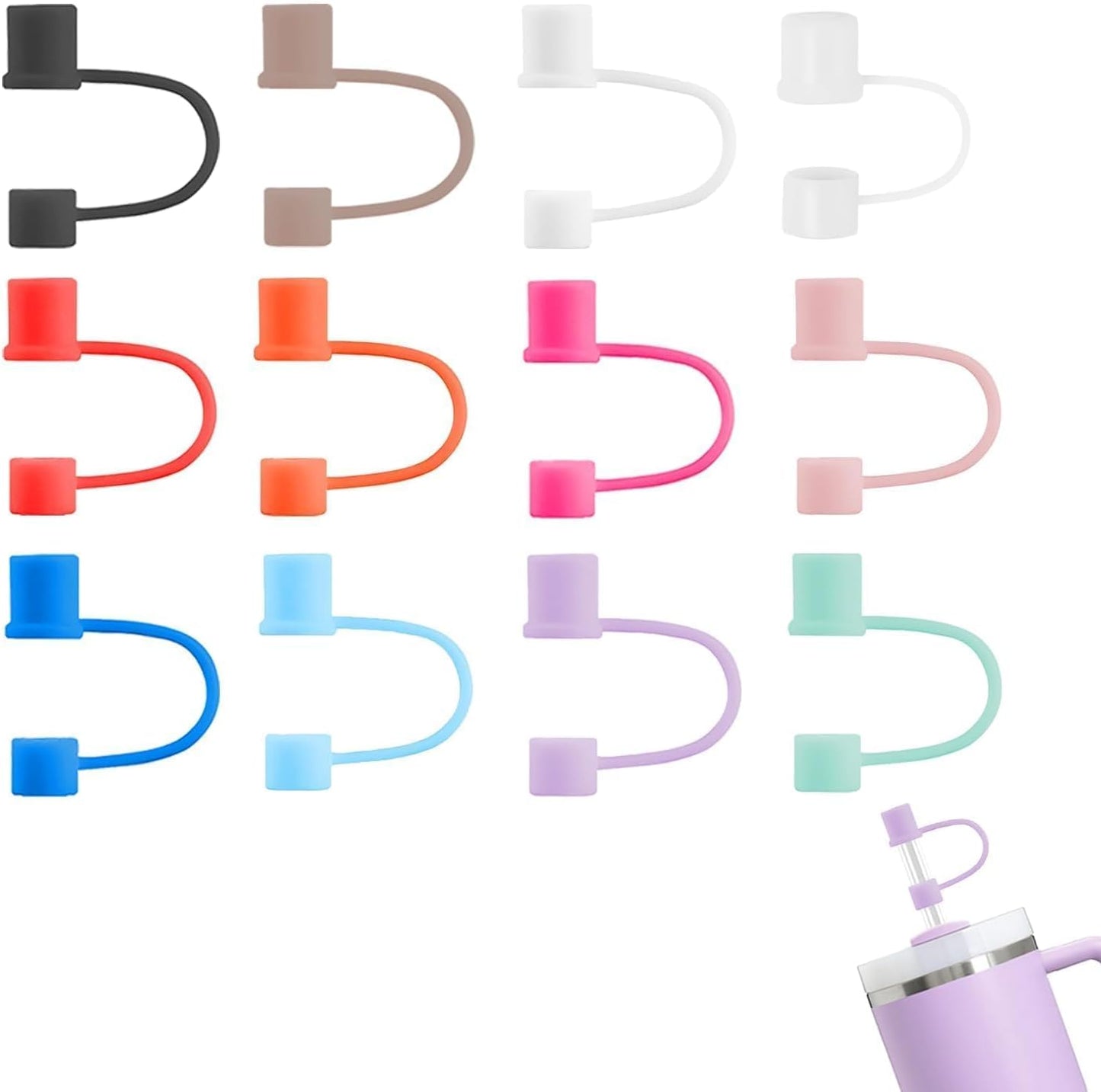 6|12 Pack 0.4in/10mm Straw Toppers, for Stanley Straw Covers Cap for Tumblers for Stanley 14|20|30|40|64 Oz Cup, Silicone Dust-Proof Caps（ Cup is Not Included）, 6 Pack
