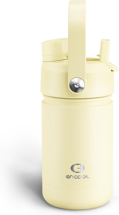 ENCOOL Insulated Water Bottle with Straw Stainless Steel Water Bottle, Leak-Proof, BPA-Free, Double Wall Vacuum Keeps Cold for 24 Hours for Sports, Travel, School (26 oz, Cotton Candy) - Colors D