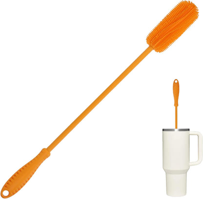 Silicone Bottle Cleaning Brush with Long Handle, 12.5" Water Bottle Cleaner for Baby Bottles, Hydro Flask, Sports Bottle, Vase, Glassware, Perfect for Smaller Diameter Bottle Openings (One Pack)