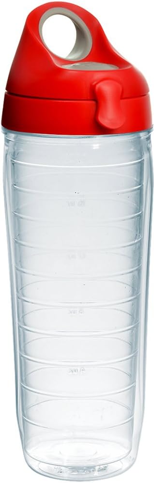 Tervis Clear & Colorful Lidded Made in USA Double Walled Insulated Tumbler Travel Cup Keeps Drinks Cold & Hot, 24oz, Black Lid, 1 Count (Pack of 1)