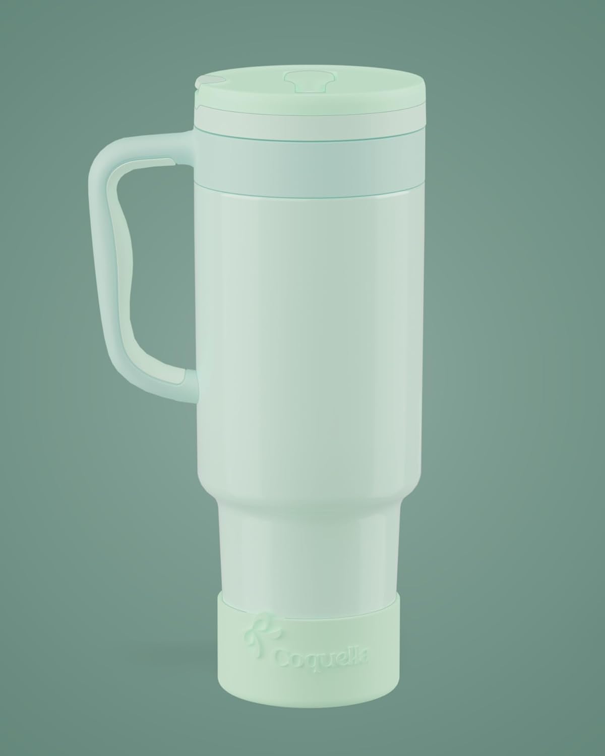 40 oz Insulated Tumbler with Handle and Push-Button Straw Lid, Stainless Steel Travel Cup for Gym Office, Leakproof, BPA-Free, Cup Holder Friendly, Bow Silicone Boot, Purple (Light Lilac)