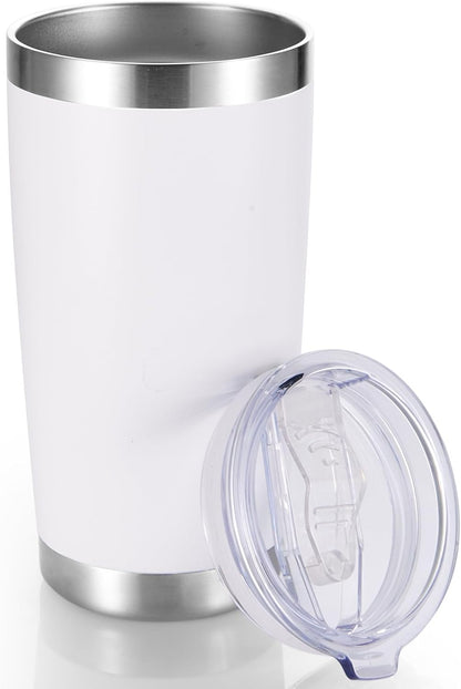 20 oz Tumblers Bulk Stainless Steel Tumbler with Lid Double Wall Vacuum Insulated Coffee Mug 20oz Powder Coated Cup for Hot and Cold Drinks, Stainless, 6 pack