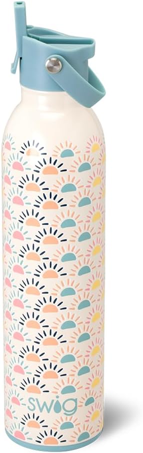 Swig Life 36oz Insulated Water Bottle, Travel Water Bottle with Straw and Lid, Cup Holder Friendly, Stainless Steel (Pickleball)
