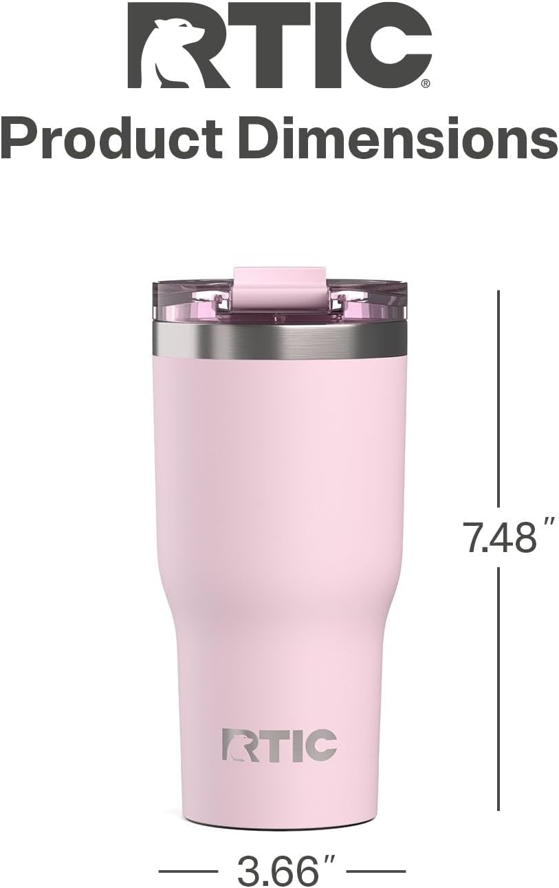 RTIC 20oz Essential Tumbler with Lid, Ceramic Lined, Insulated, Stainless Steel, Metal, Double Wall Vacuum-Insulation, Travel Cup for Iced Coffee, Tea, Hot and Cold Drink, Graphite
