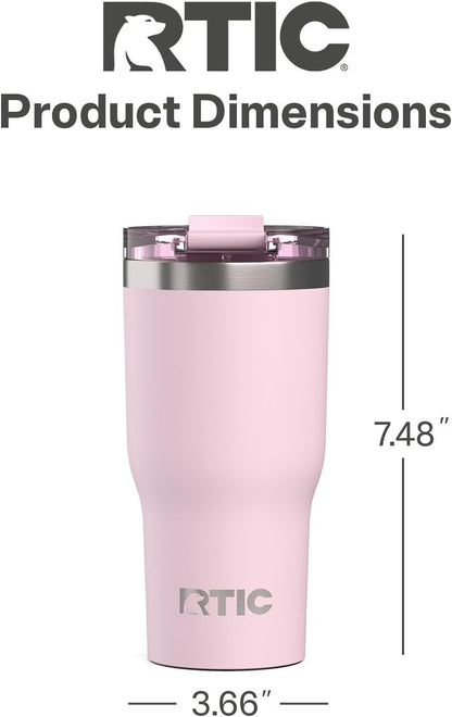RTIC 20oz Essential Tumbler with Lid, Ceramic Lined, Insulated, Stainless Steel, Metal, Double Wall Vacuum-Insulation, Travel Cup for Iced Coffee, Tea, Hot and Cold Drink, Graphite
