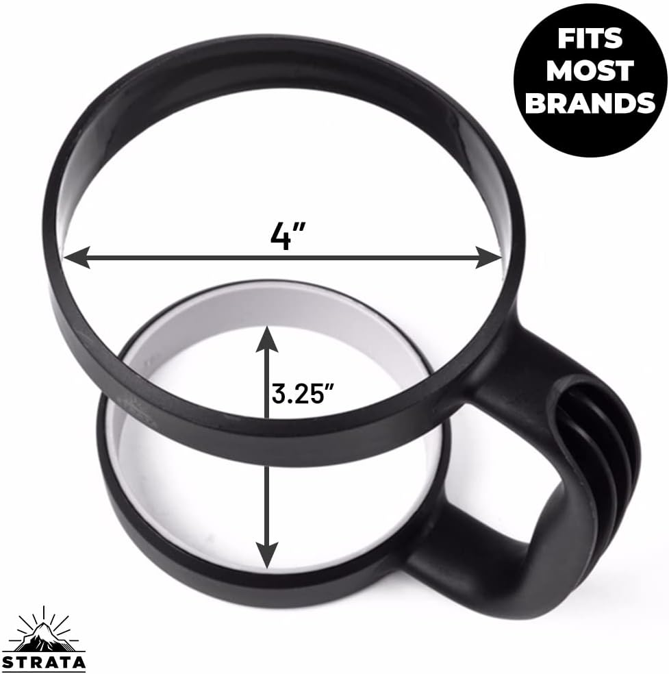 STRATA CUPS 30 oz Tumbler Handle - Available For 30 oz YETI Tumbler, OZARK TRAIL, Rambler Tumbler- BPA free (Black)