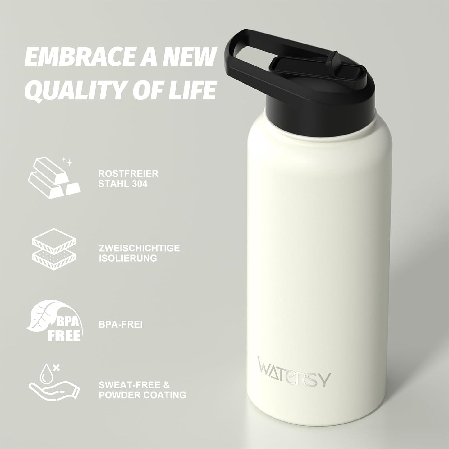 40oz Insulated Water Bottle (Cold for 48 Hrs),BPA Free&Leak Proof,Stainless Steel Water Flask,Water Jug with Straw Spout Lids for Gym,Hiking,Travel,Black Blue