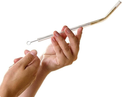 Halm Glass Straws - 6 Long 12 inch Bent Stanley Cup Replacement Drinking Straws + Plastic-Free Cleaning Brush - Perfect for Bottles & Quencher - Made in Germany - Dishwasher Safe - Eco-Friendly