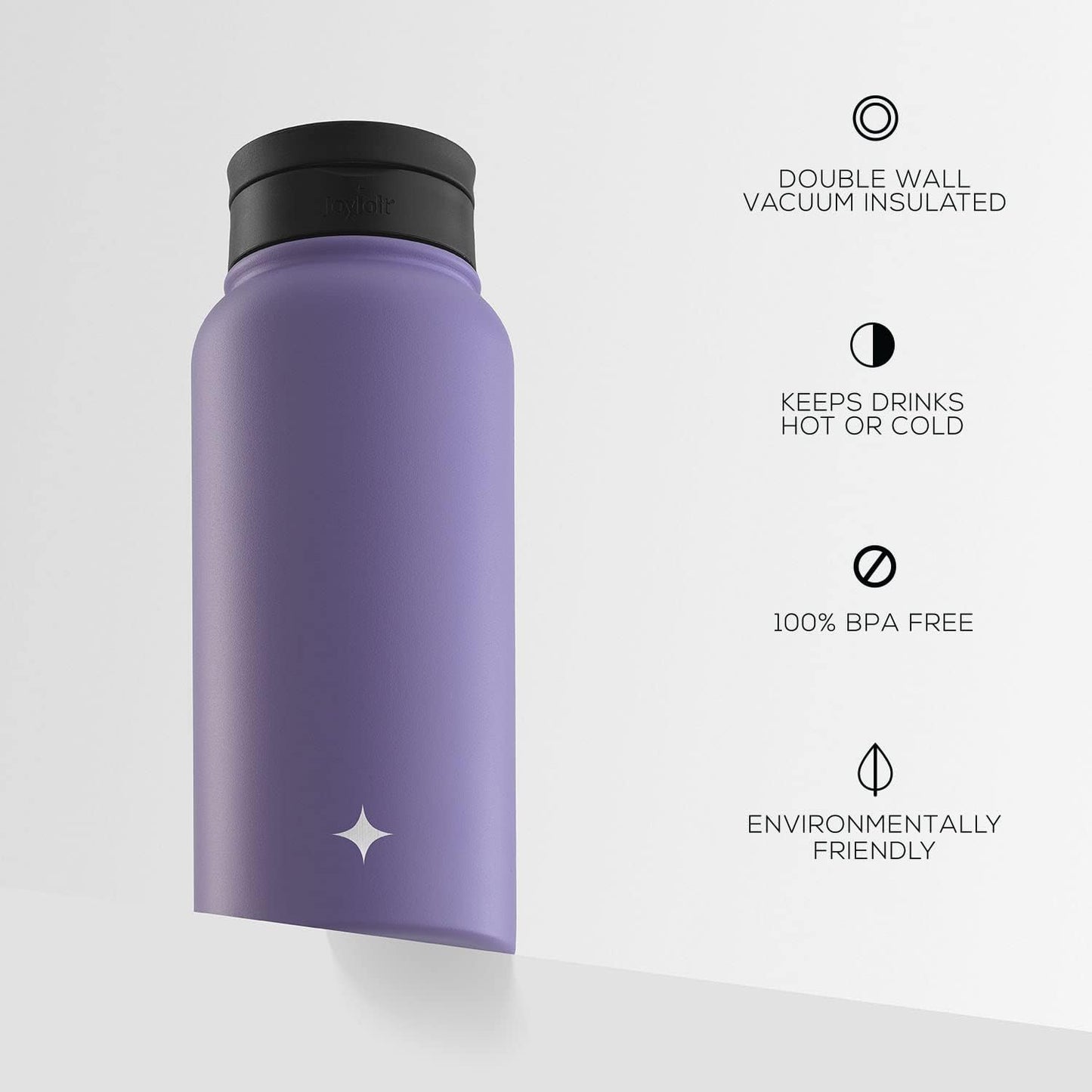 JoyJolt Triple Insulated Water Bottle with Straw Lid AND Flip Lid! 22oz Water Bottle, 12 Hour Hot/Cold Vacuum Insulated Stainless Steel Water Bottle. BPA-Free Leakproof Water Bottles - Thermos Bottle