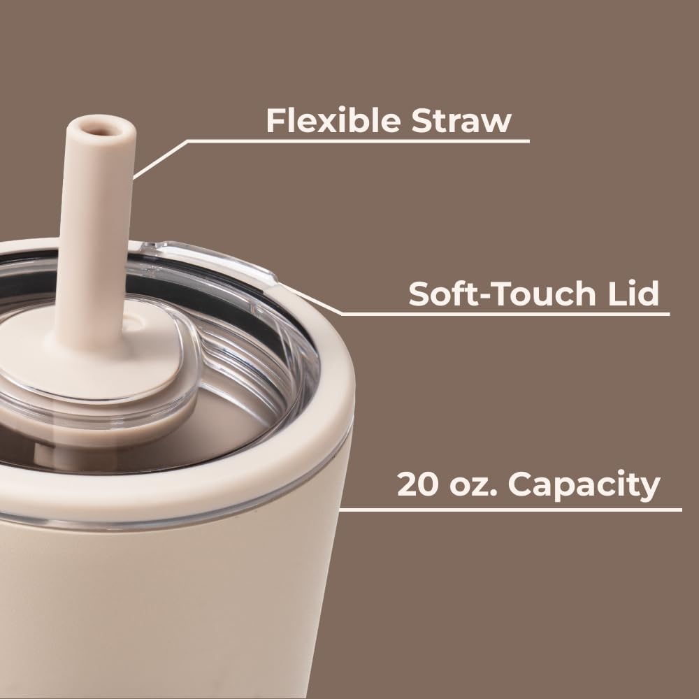 HydroJug Everyday Tumbler 20 oz – Ceramic-Lined Insulated Tumbler with Straw and Soft-Touch Lid, Cup Holder Friendly, Double-Wall Vacuum Insulation, Reusable Travel Cup – Rodeo