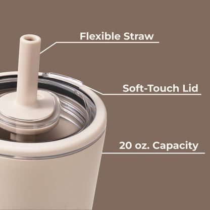 HydroJug Everyday Tumbler 20 oz – Ceramic-Lined Insulated Tumbler with Straw and Soft-Touch Lid, Cup Holder Friendly, Double-Wall Vacuum Insulation, Reusable Travel Cup – Rodeo
