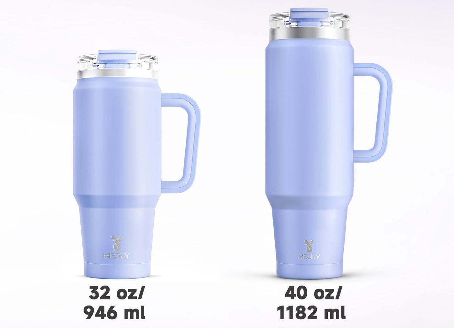 Meoky 32 oz Tumbler with Handle, Insulated Tumbler with Lid and Straw, Stainless Steel Travel Mug, Keeps Cold for 24 Hours, 100% Leak Proof, Fits in Car Cup Holder (Night)