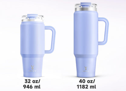 Meoky 32 oz Tumbler with Handle, Insulated Tumbler with Lid and Straw, Stainless Steel Travel Mug, Keeps Cold for 24 Hours, 100% Leak Proof, Fits in Car Cup Holder (Night)