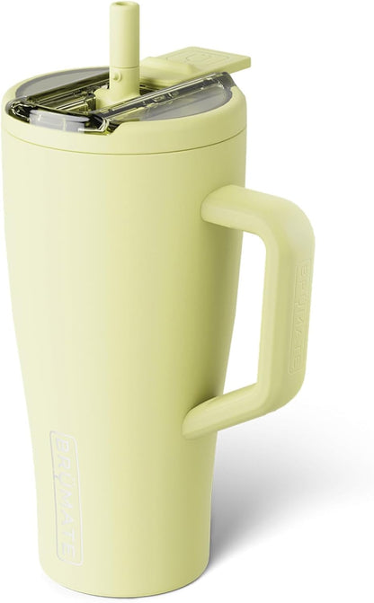 BrüMate Era Flip 30oz Tumbler with 100% Leakproof Covered Straw Lid | Hygienic Covered Straw | Insulated Stainless Steel Water Bottle with Handle | Cup Holder Friendly | BPA-Free (Sage)