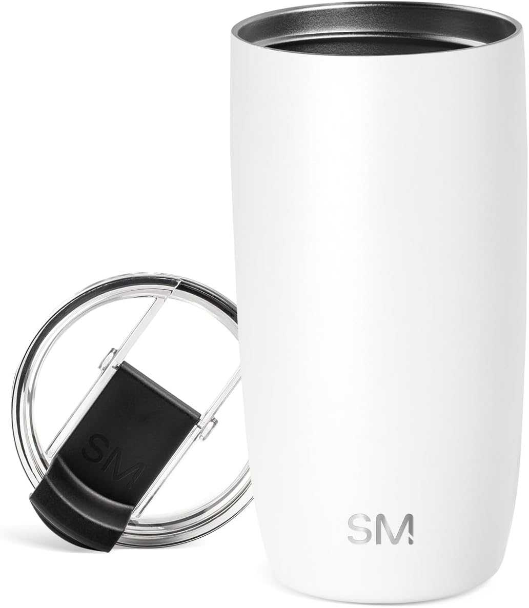 Simple Modern Voyager Tumbler with Flip Lid | Travel Coffee Mug | Insulated Stainless Steel Cold Brew Iced or Hot Coffee Cup | Gifts for Women Men Her Him | 16oz, Almond Birch