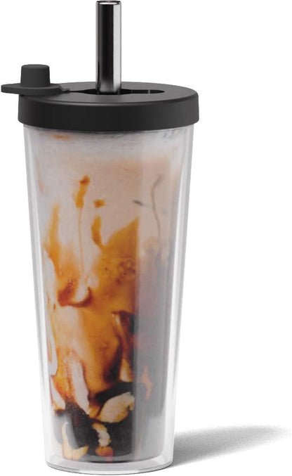 Dodoko Reusable Boba Cup and Straw Boba Tea Cup Bubble Tea Cup Reusable Iced Coffee Cup Cold Coffee Cup Smoothie Cup with Lid and Straw Smoothie Cup to go Smoothie Tumbler 17 oz - Sage Green