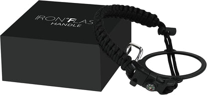 IRON °FLASK Paracord Handle - Fits Wide Mouth Water Bottles - Durable Carrier, Secure Accessories, Survival Strap Cord, Safety Ring, and Carabiner - Seven Core Paracord Bracelet