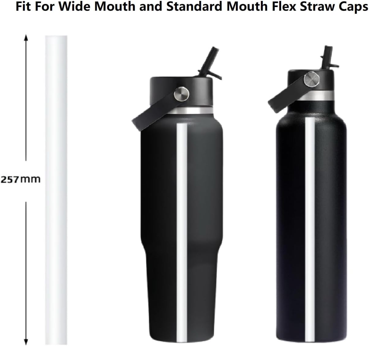 Straws Replacement Compatible with Hydro Flask Water Bottle 32oz,40 Oz -For Hydroflask Tumbler Press In Straw Lids,8 BPA- Free Long Straws,2 Straw Brushes