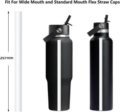 Straws Replacement Compatible with Hydro Flask Water Bottle 32oz,40 Oz -For Hydroflask Tumbler Press In Straw Lids,8 BPA- Free Long Straws,2 Straw Brushes