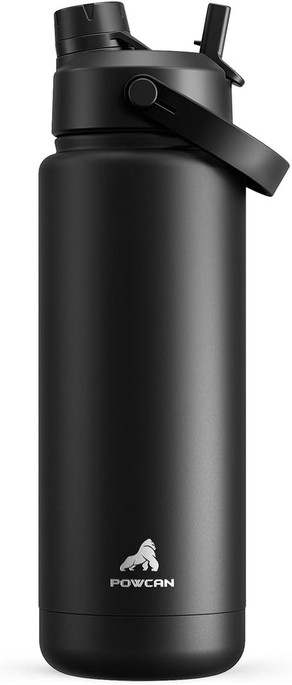 POWCAN 26 oz Insulated Water Bottle with 2-in-1 Straw and Spout Lid, Keep Cold 24H, Leak-Proof, Fits in Car Cup Holder, Stainless Steel Water Bottle for Sports, Travel, and School (Mint)