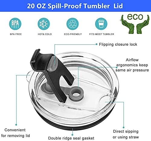 Tumbler Lids Spillproof 20 Oz,2 Replacement Lids for 20 oz YETI Rambler,BPA Free & Straw Friendly,Spill-proof Lid,Covers for 20 Ounce Tumbler Cup(20 oz, Black)