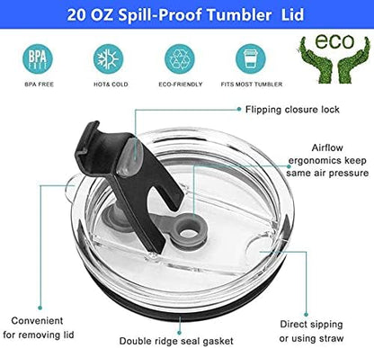 Tumbler Lids Spillproof 20 Oz,2 Replacement Lids for 20 oz YETI Rambler,BPA Free & Straw Friendly,Spill-proof Lid,Covers for 20 Ounce Tumbler Cup(20 oz, Black)