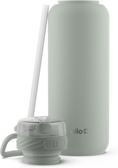 Ello Cooper 22oz Stainless Steel Water Bottle with Straw and Carry Handle, Double Walled and Vacuum Insulated Metal, Leak Proof Locking Lid with Soft Silicone Spout, Reusable, BPA Free, Lilac