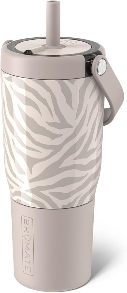 BrüMate Resa 35oz 100% Leakproof Tumbler w/Handle & Straw | Flexible SoftSip Straw | Silicone Sleeve for Durability | Stainless Steel | Cup Holder & Travel Friendly Water Bottle (Java)
