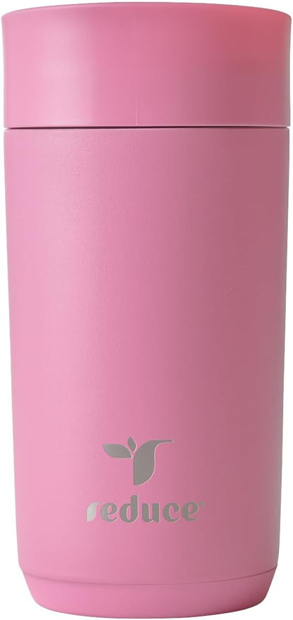REDUCE Perk 10oz Insulated Coffee Tumbler – Leak-Proof with Lockable Lid and Vacuum Insulation–Durable Stainless Steel–Fits Car Cup Holders–One-Handed Travel Mug in Sand Leopard Print-Gentle Lavender