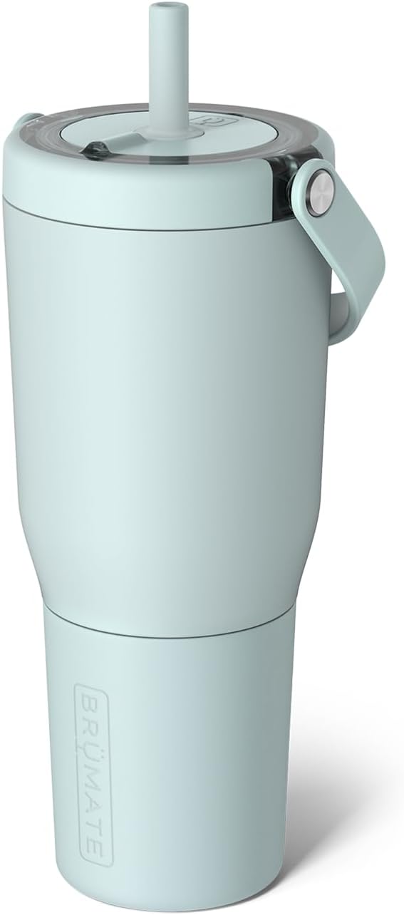 BrüMate Resa 35oz 100% Leakproof Tumbler w/Handle & Straw | Flexible SoftSip Straw | Silicone Sleeve for Durability | Stainless Steel | Cup Holder & Travel Friendly Water Bottle (Java)