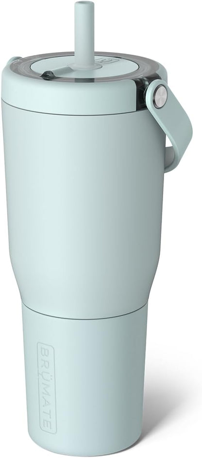 BrüMate Resa 35oz 100% Leakproof Tumbler w/Handle & Straw | Flexible SoftSip Straw | Silicone Sleeve for Durability | Stainless Steel | Cup Holder & Travel Friendly Water Bottle (Java)