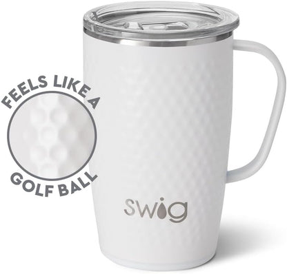 Swig Life 18oz Travel Mug, Insulated Tumbler with Handle and Lid, Cup Holder Friendly, Dishwasher Safe, Stainless Steel, Travel Coffee Cup (Honey Meadow)