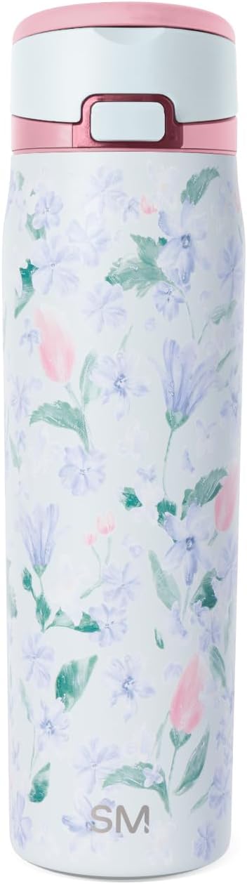 Simple Modern Mesa Loop Water Bottle with Covered Straw and Handle | 24oz Cup Holder Friendly Insulated Stainless Steel Bottles for Travel, Sports and School | Iris Sage - Colors A