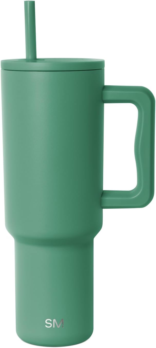 Simple Modern 40 oz Trek Tumbler with Handle and Straw Lid | Cup Holder Friendly Insulated Stainless Steel Travel Mug | Sea Glass Sage - Colors C