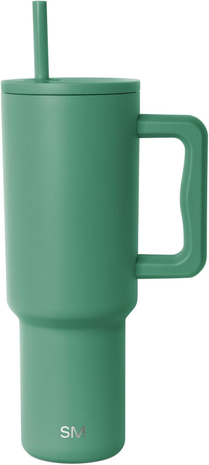Simple Modern 40 oz Trek Tumbler with Handle and Straw Lid | Cup Holder Friendly Insulated Stainless Steel Travel Mug | Sea Glass Sage - Colors C