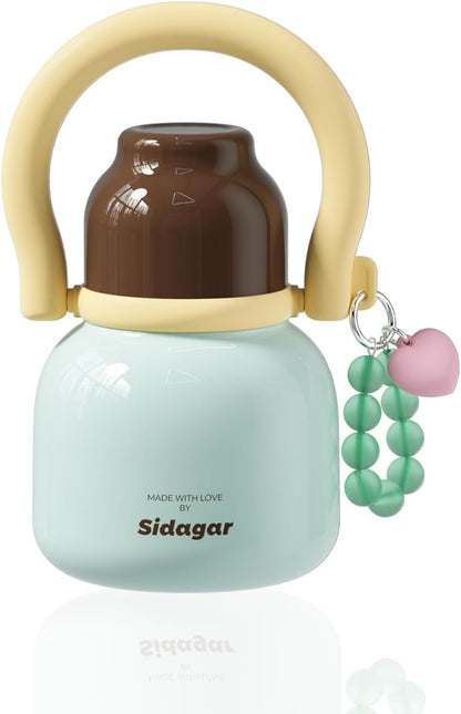 22 oz Water Bottle with Straw and Bowl, Unique Insulated Stainless Steel Tumbler, Spill-proof Reusable BPA-Free Cup, Pilates Wellness Study Travel, with Bonus Strap - Chocolate Black