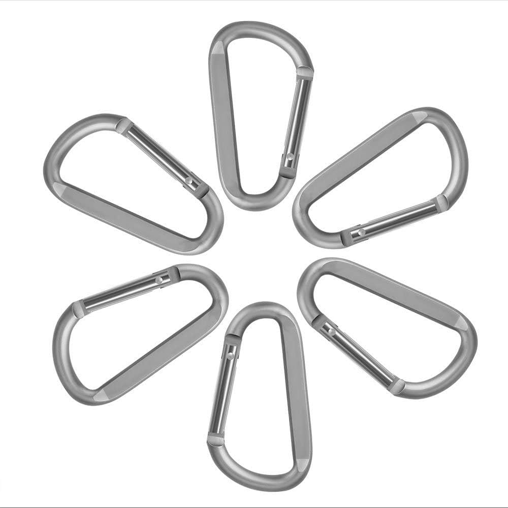 CampTek Carabiner Caribeaner Clip,3" Large Aluminum D Ring Shape Carabeaner with Keyring Keychain Hook