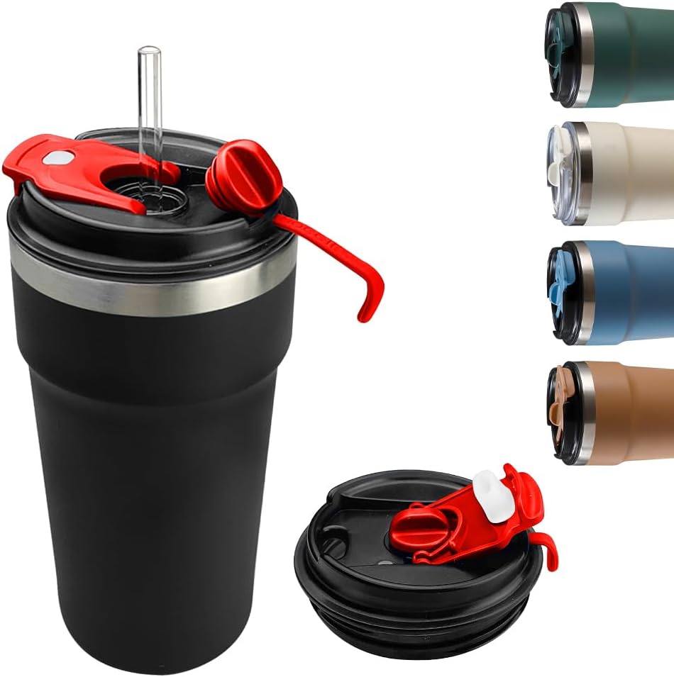 SPLMIFA Travel Coffee Mug Leak-Proof, Reusable Coffee Cups with Lids, Stainless Steel Vacuum Insulated Coffee Tumblers, Thermal Insulation Cup for Men and Women Hot & Cold Drinks(2nd-Green Pink, 12OZ)