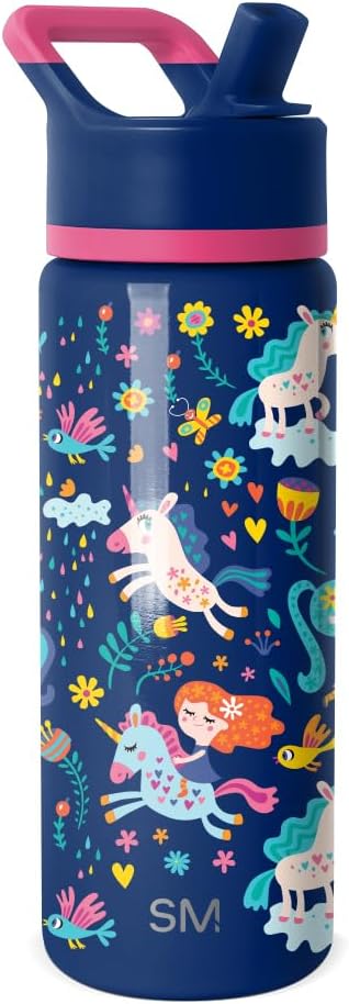 Simple Modern Disney Minnie Mouse Kids Water Bottle with Straw Lid | 14oz Insulated Stainless Steel Kids Tumbler & Spill Proof Toddler Cup for School, Girls, Boys | Summit | Minnie Mouse Fun - Colors A