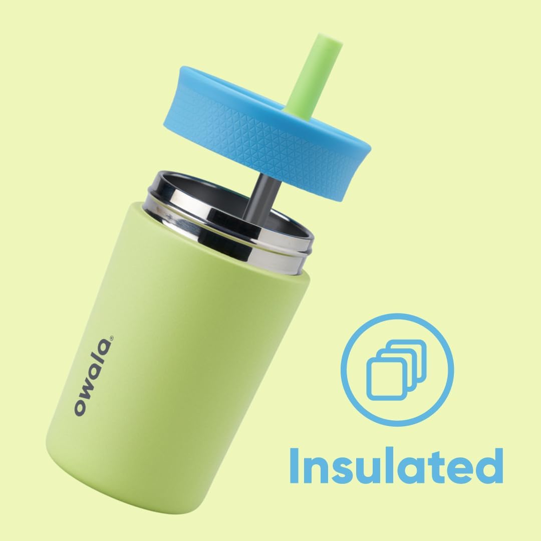 Owala Kids BPA-Free Plastic Tumbler with Spill Resistant Flexible Straw, Easy to Clean, Kids Water Bottle, Great for Travel, Dishwasher Safe, 15 Oz, Skate Park