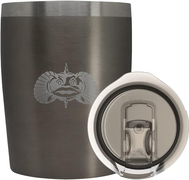 Toadfish Non-tipping 10oz Double Wall Insulated Stainless Steel Rocks Tumbler w/ East Slide Lid - Graphite