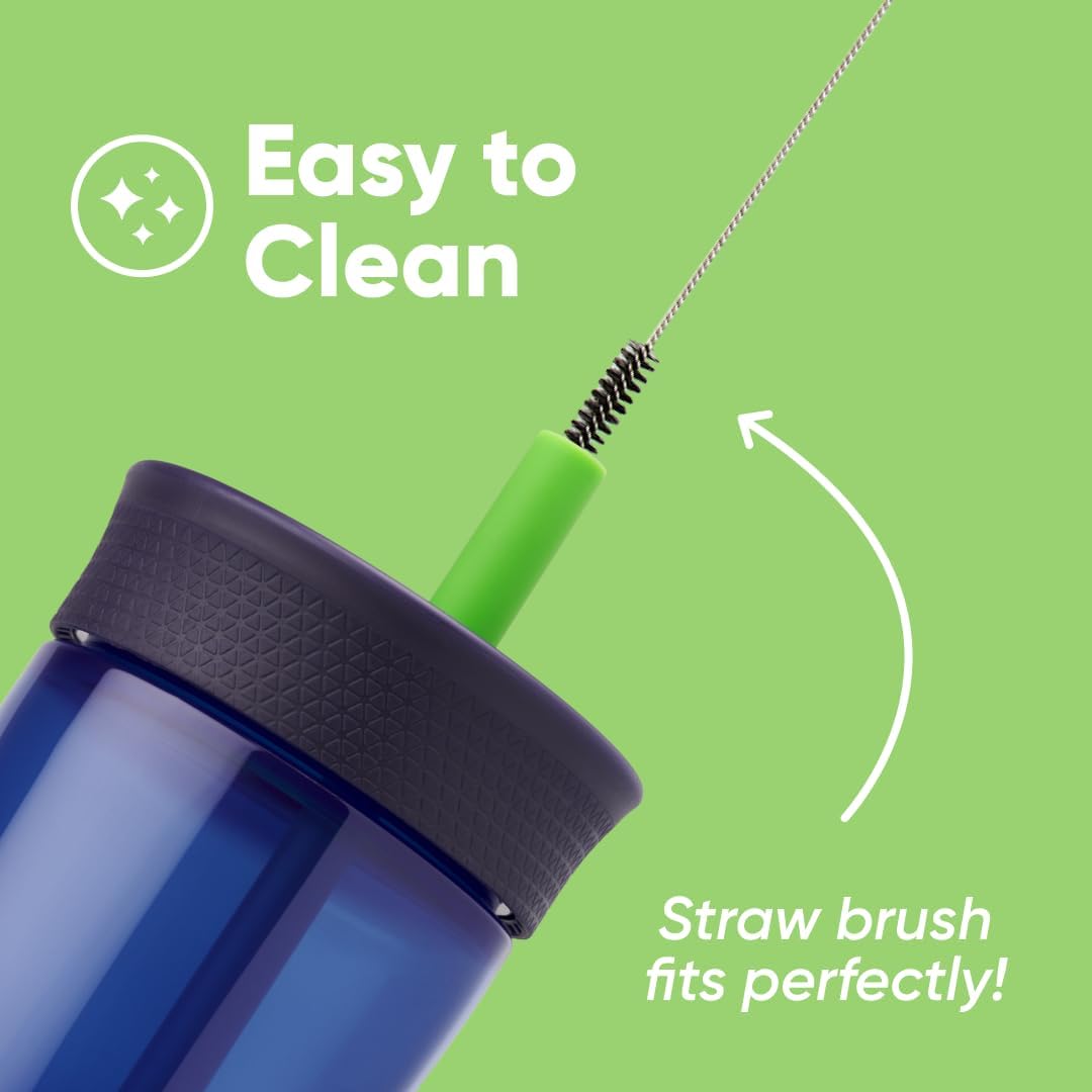 Owala Kids BPA-Free Plastic Tumbler with Spill Resistant Flexible Straw, Easy to Clean, Kids Water Bottle, Great for Travel, Dishwasher Safe, 15 Oz, Skate Park