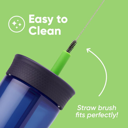 Owala Kids BPA-Free Plastic Tumbler with Spill Resistant Flexible Straw, Easy to Clean, Kids Water Bottle, Great for Travel, Dishwasher Safe, 15 Oz, Skate Park