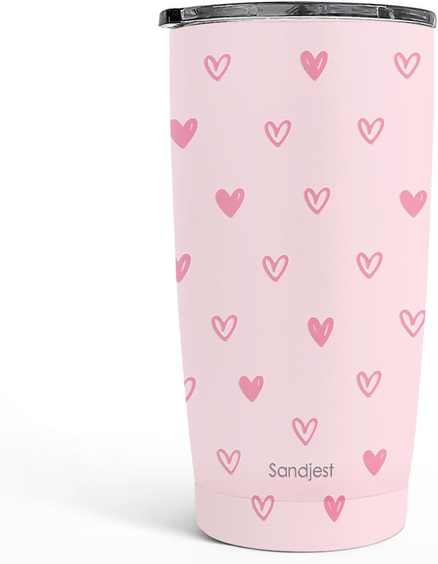 SANDJEST Pickleball Tumbler 20oz, Stainless Steel Travel Cup with Lid, Insulated Coffee Mug, Pickleballs Gifts for Women Girls Friends Sisters Players on Birthday Christmas