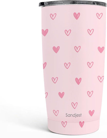 SANDJEST Pickleball Tumbler 20oz, Stainless Steel Travel Cup with Lid, Insulated Coffee Mug, Pickleballs Gifts for Women Girls Friends Sisters Players on Birthday Christmas